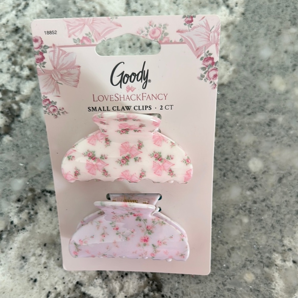 LoveShackFancy Floral Claw Clips - Pink and White